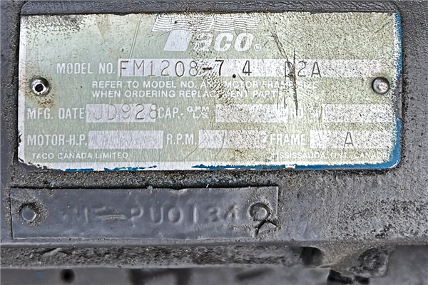 Taco Model Fm1208-7.4 D2a Pump With 10 Hp Motor)